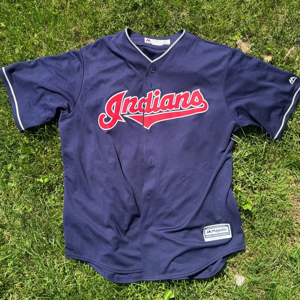 Majestic Navy Blue Indians Jersey